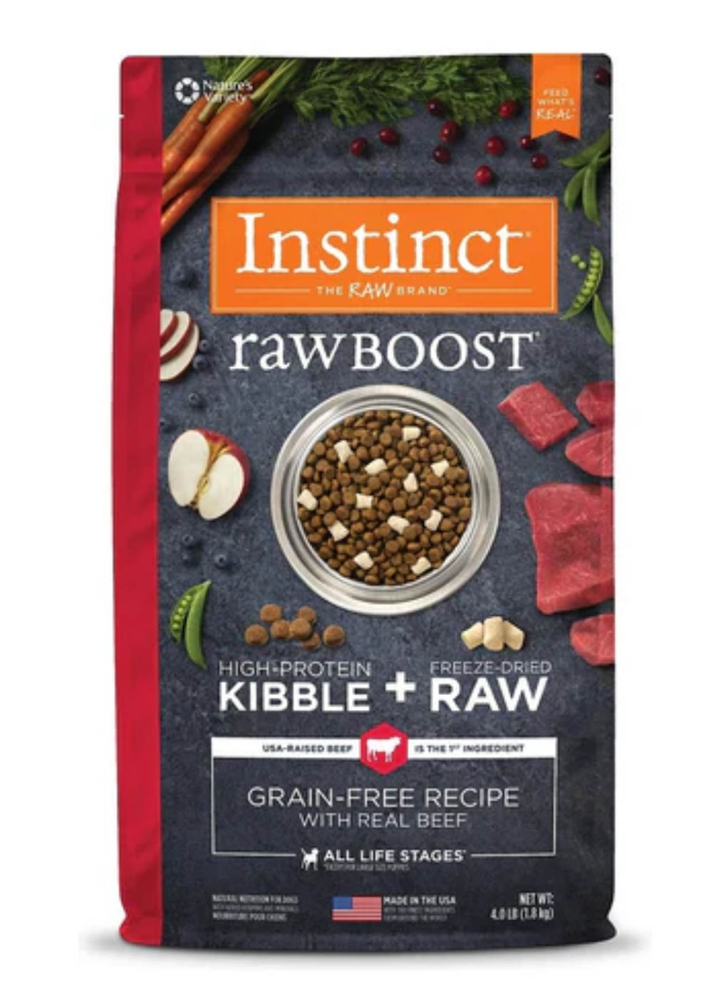 Instinct ｜牛肉 | Raw Boost 生肉配方無穀物狗糧 10lbs / 20lbs