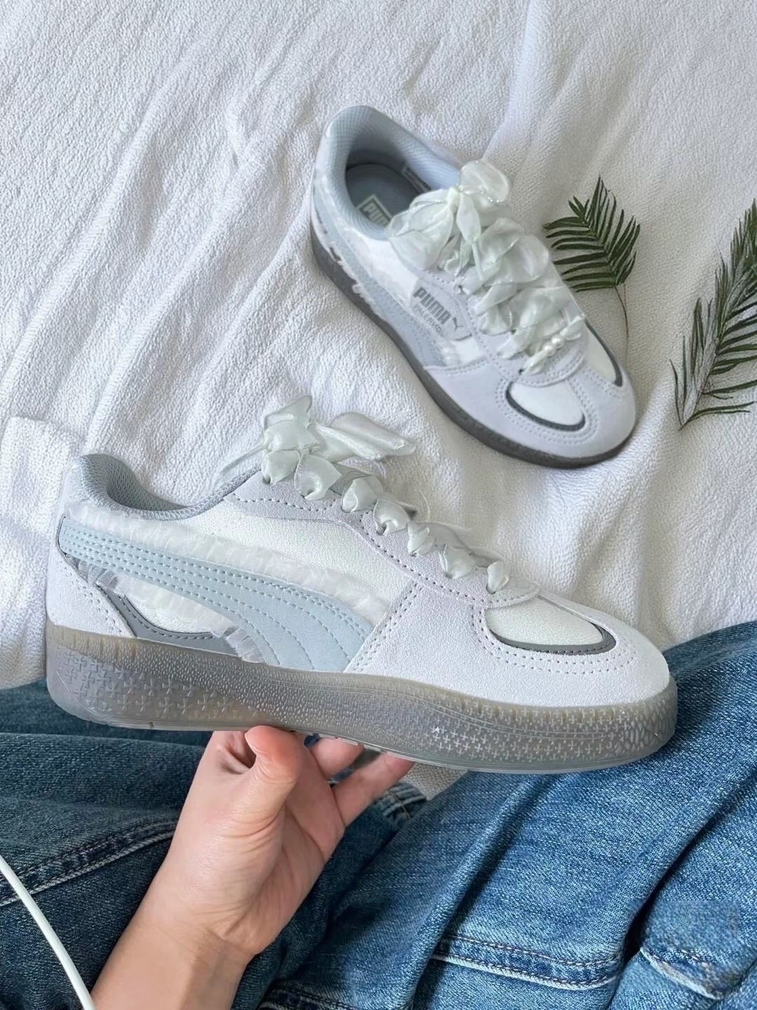 PUMA PALERMO 14珠蕾絲灰 白灰 401286-01