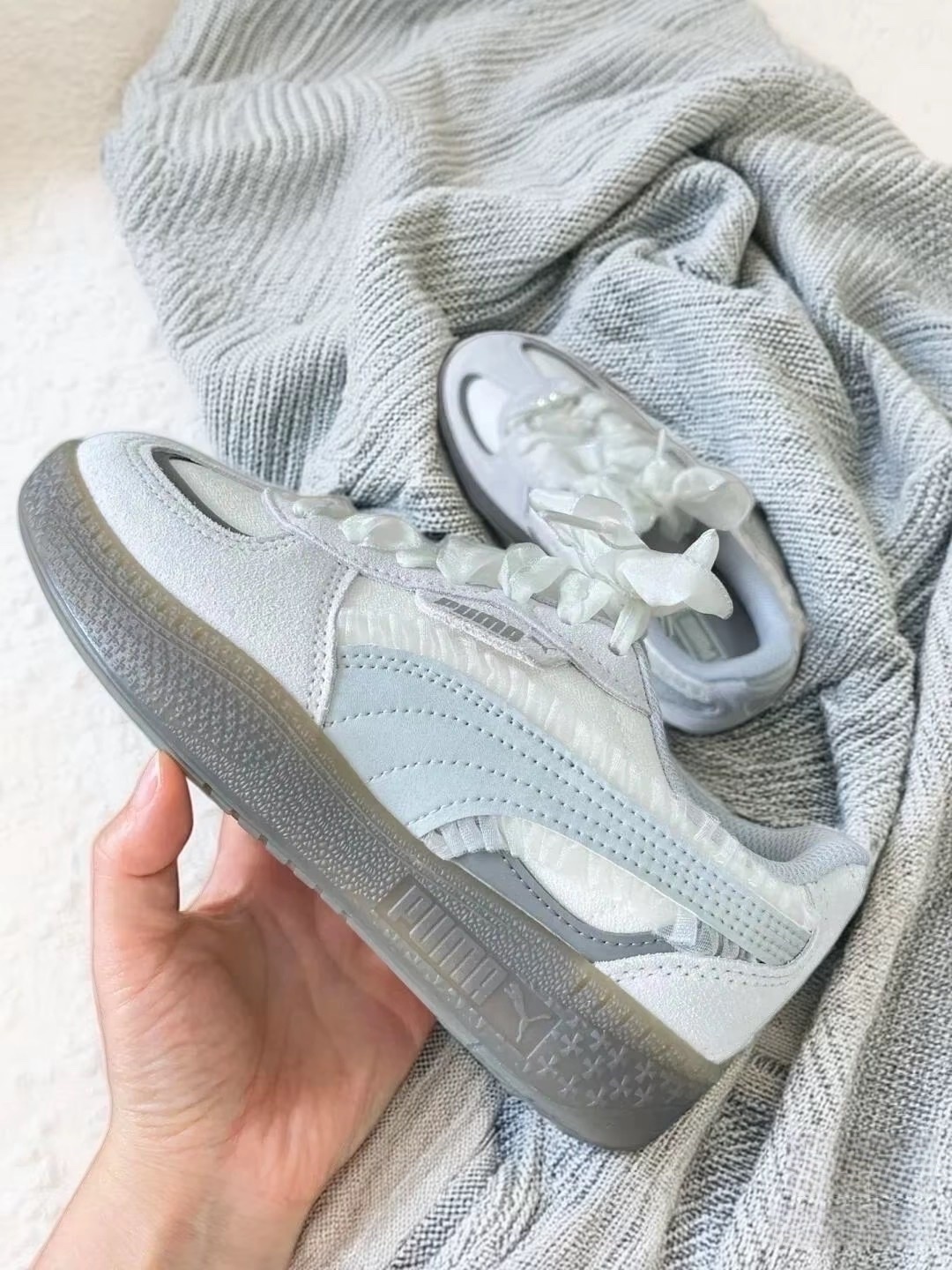 PUMA PALERMO 14珠蕾絲灰 白灰 401286-01