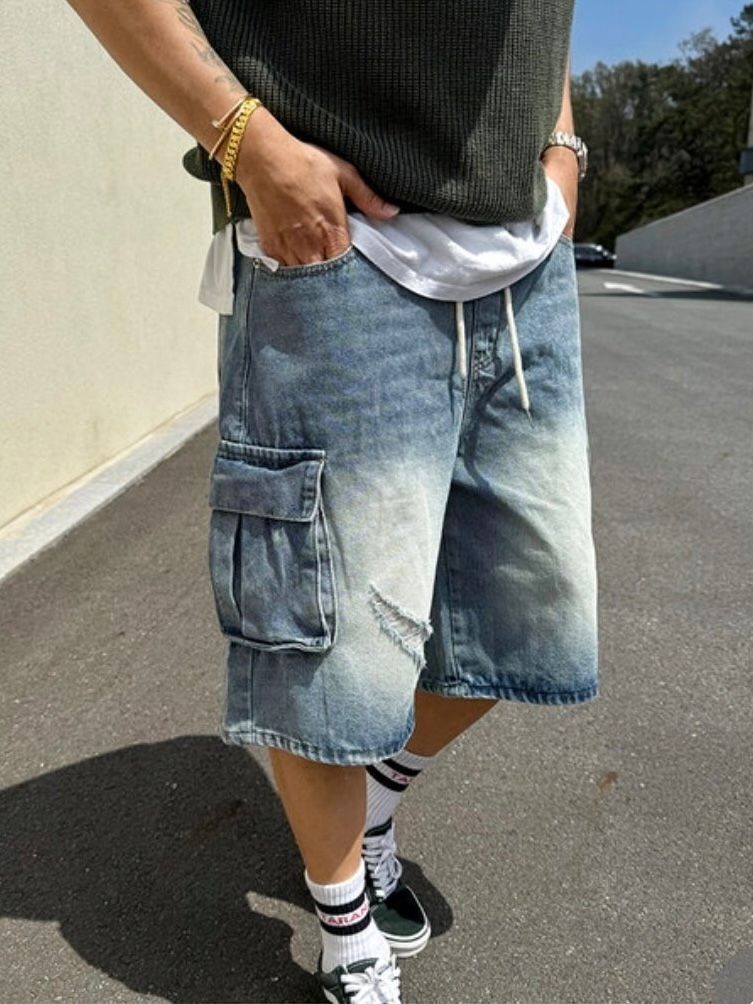 洗水工裝牛仔短褲 P3114