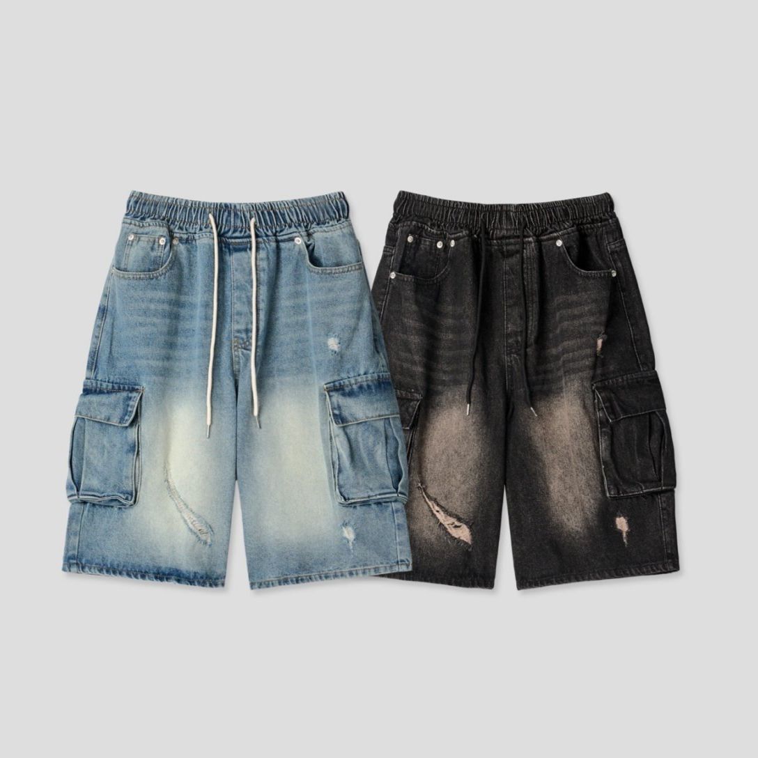 洗水工裝牛仔短褲 P3114