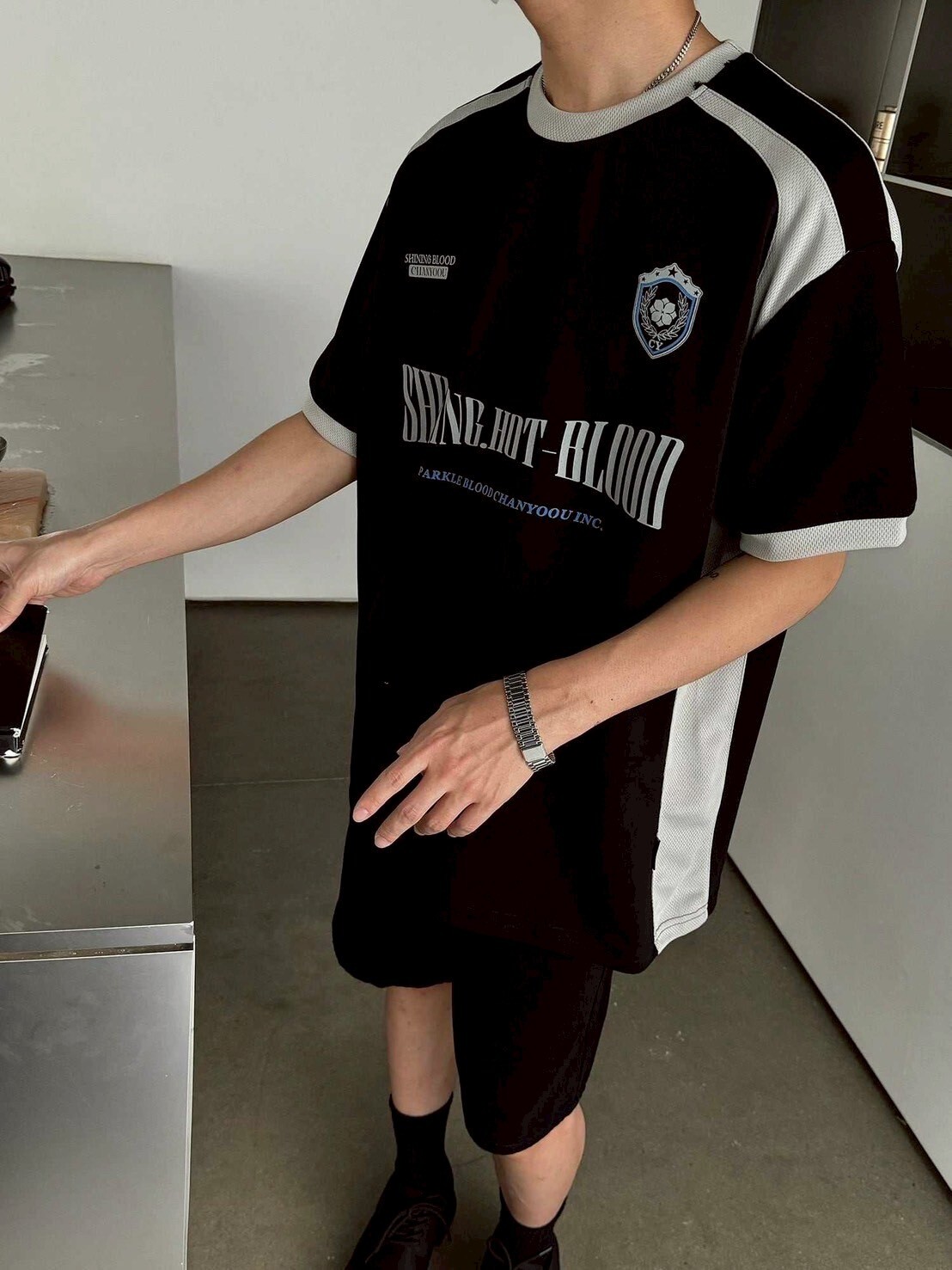 SHINING.HOT-BLOOD 拼接撞色球衣