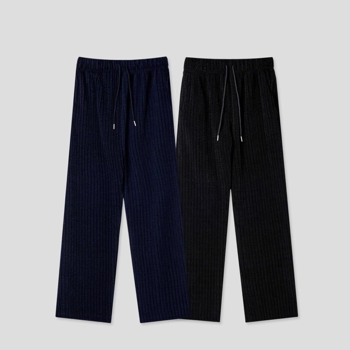 淨色絲絨暗直紋鬆身褲 P3113