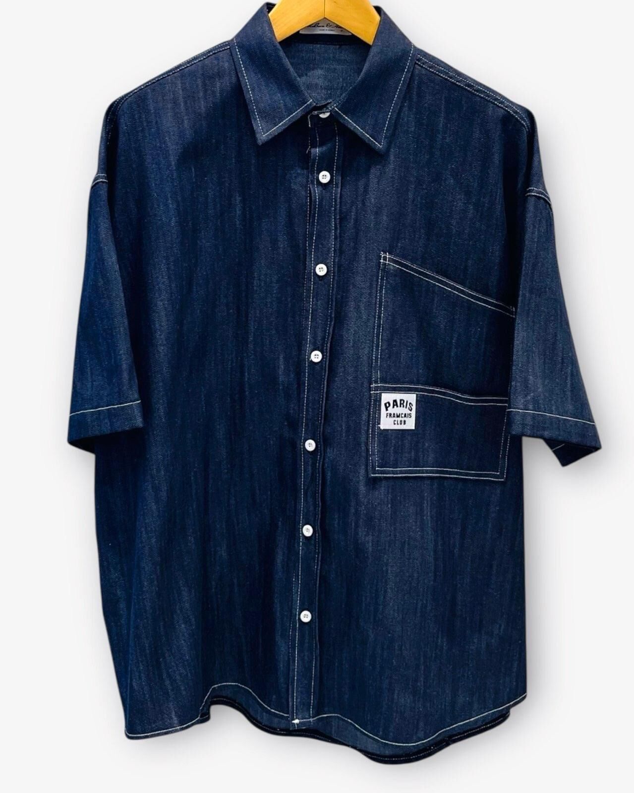 淨色牛仔短袖恤衫 S2322