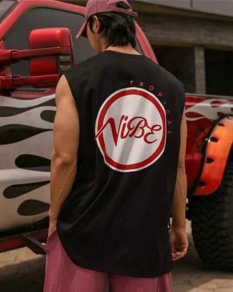 英文字圖案背心 V1120