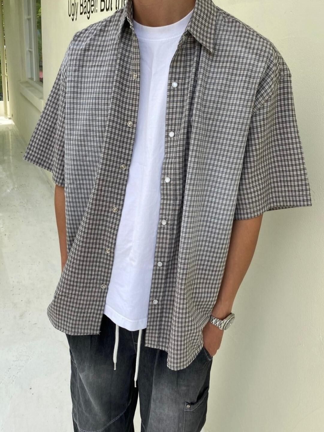 格仔短袖恤衫 And More-036S