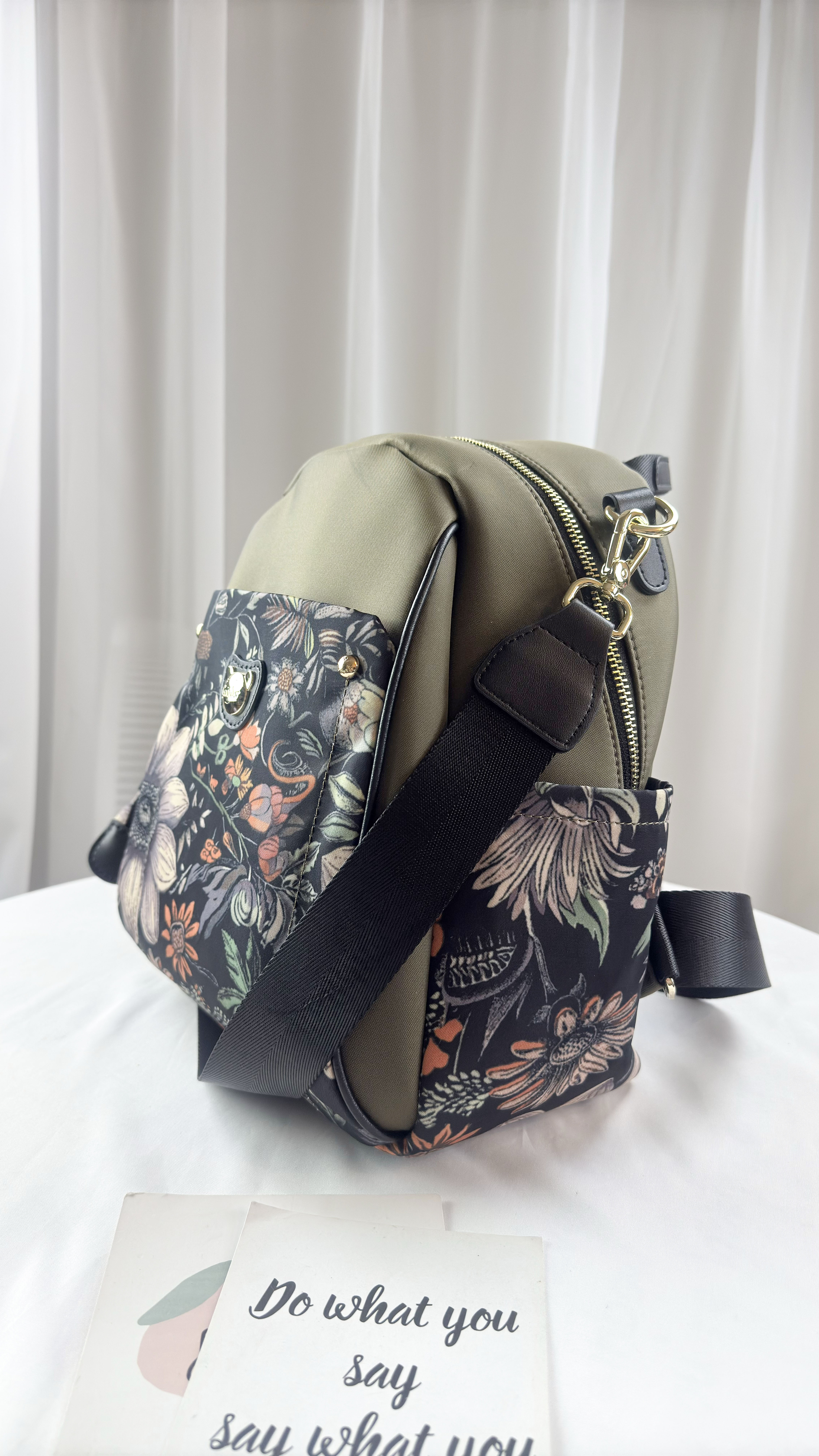 GOODS 綠花防潑水後背包  附零錢包  #2892