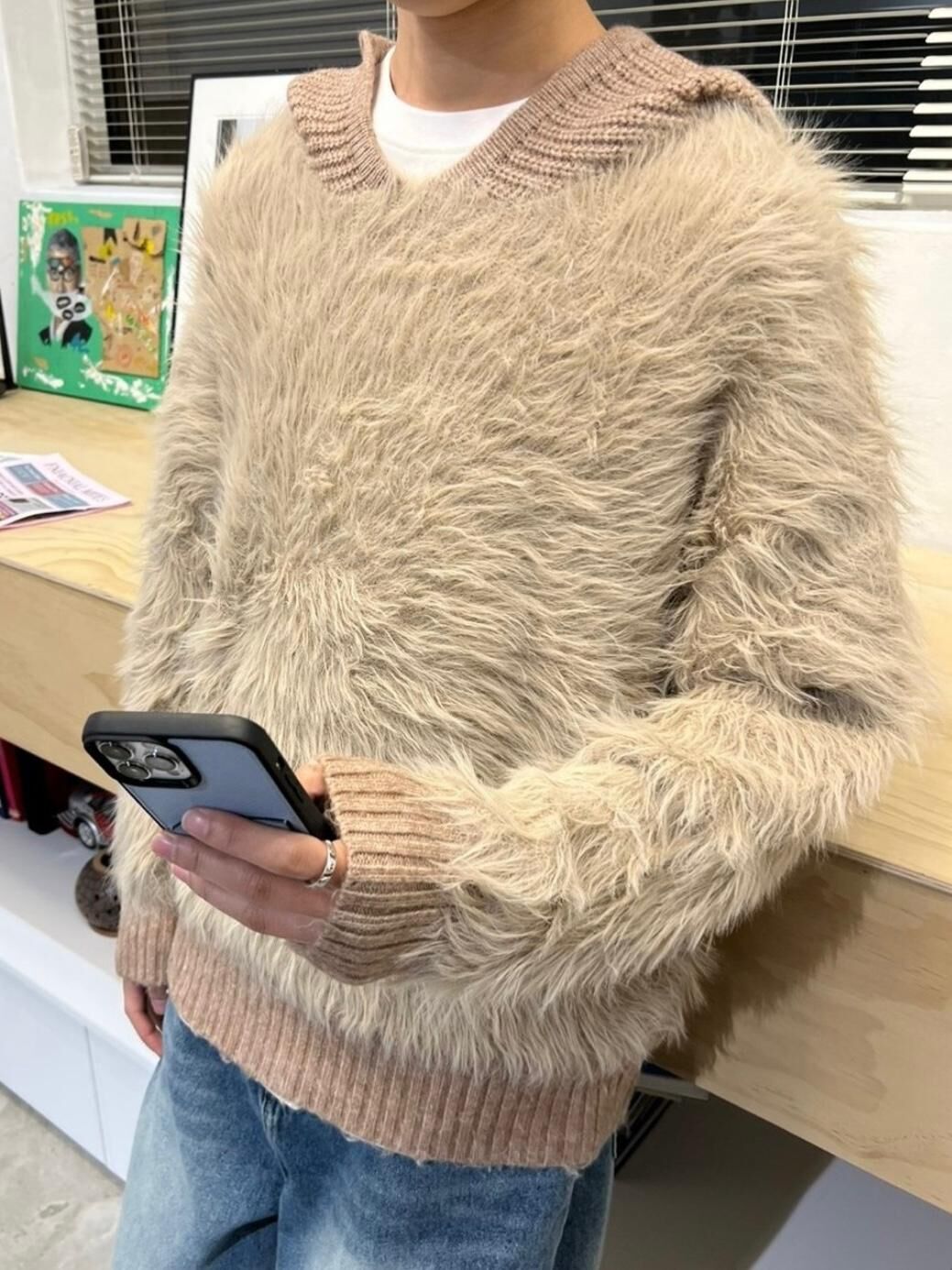 淨色連帽毛毛針織衫 And More-074T