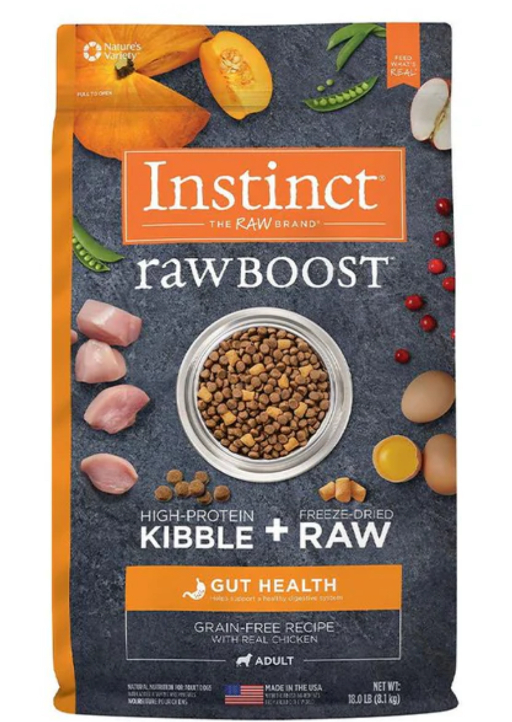 Instinct｜腸胃保健- 雞肉 | Raw Boost 生肉配方無穀物狗糧 18lb