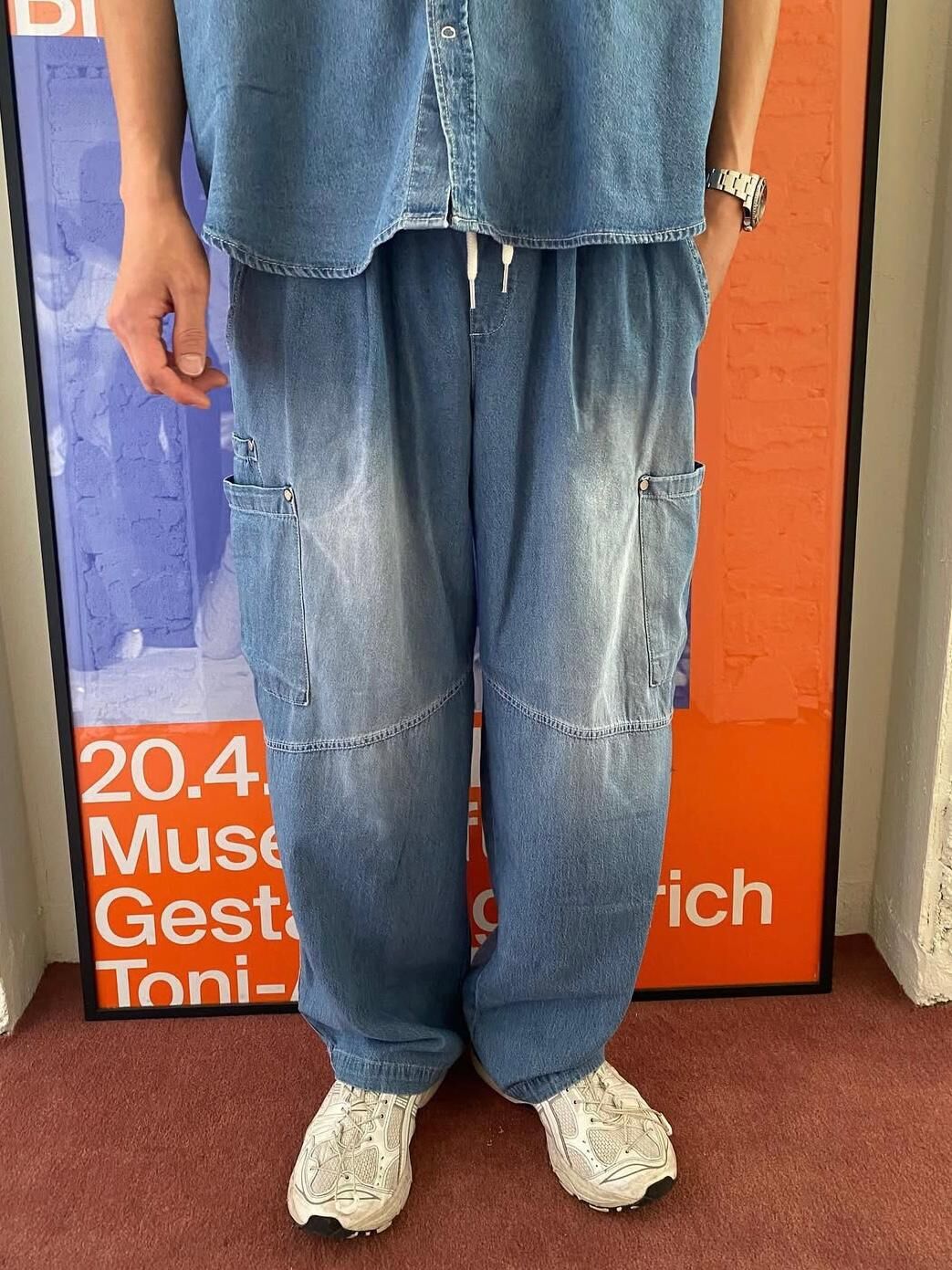 洗水工裝牛仔鬆身褲 And More-034P