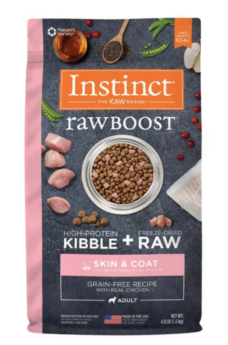 Instinct ｜毛髮保健- 雞肉 | Raw Boost 生肉配方無穀物狗糧 18lb