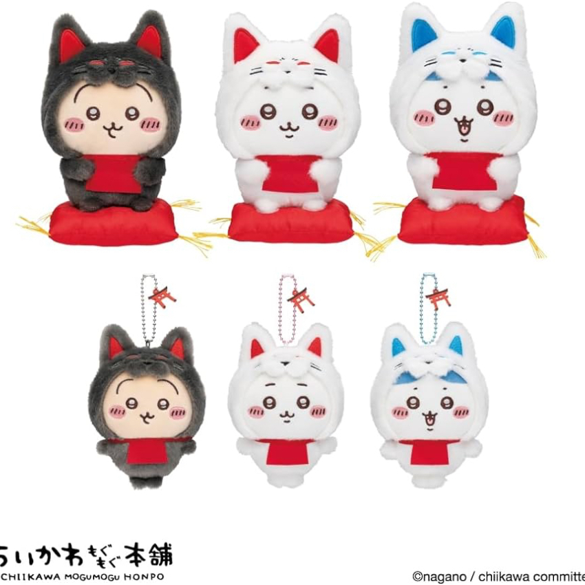 現貨-Chiikawa 吉伊卡哇 MOGUMOGU本鋪 伏見稻荷 吊飾公仔/大公仔 黑狐 白狐-