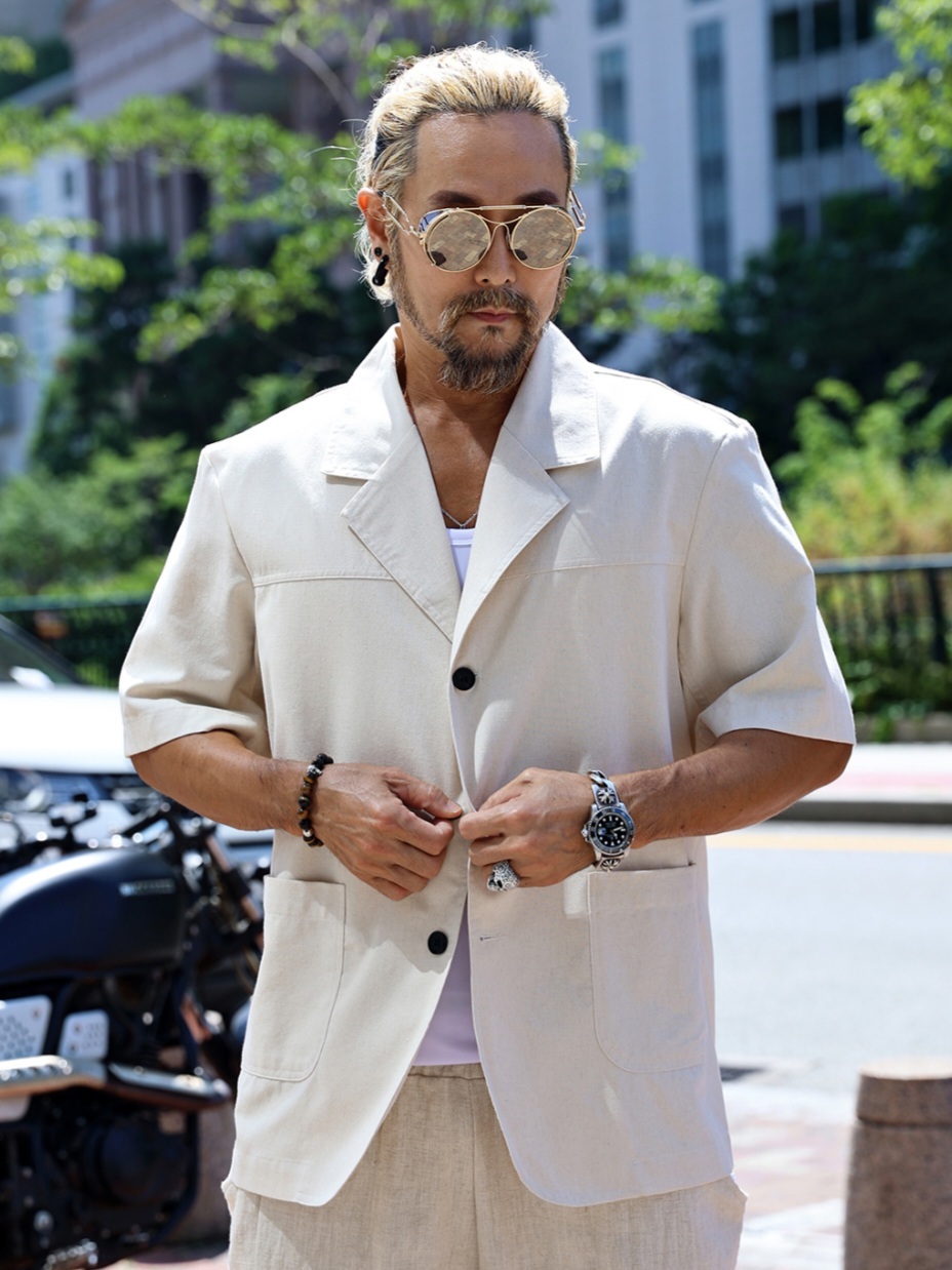 冰亞麻短袖西裝外套