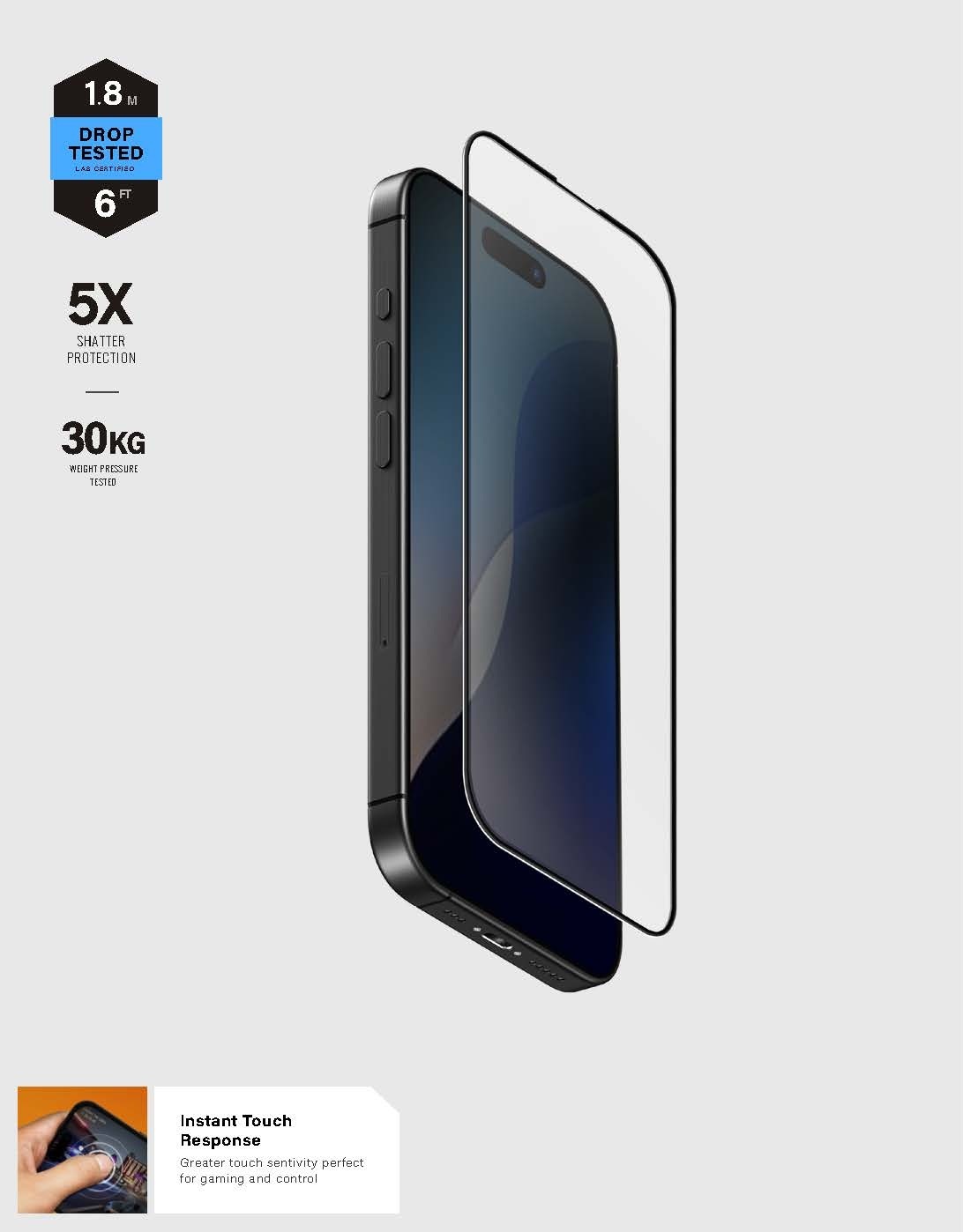 UNIQ-OPTIX Matte iPhone 16 磨砂黑邊 9H 抗破碎耐防刮防指紋玻璃螢幕保護貼