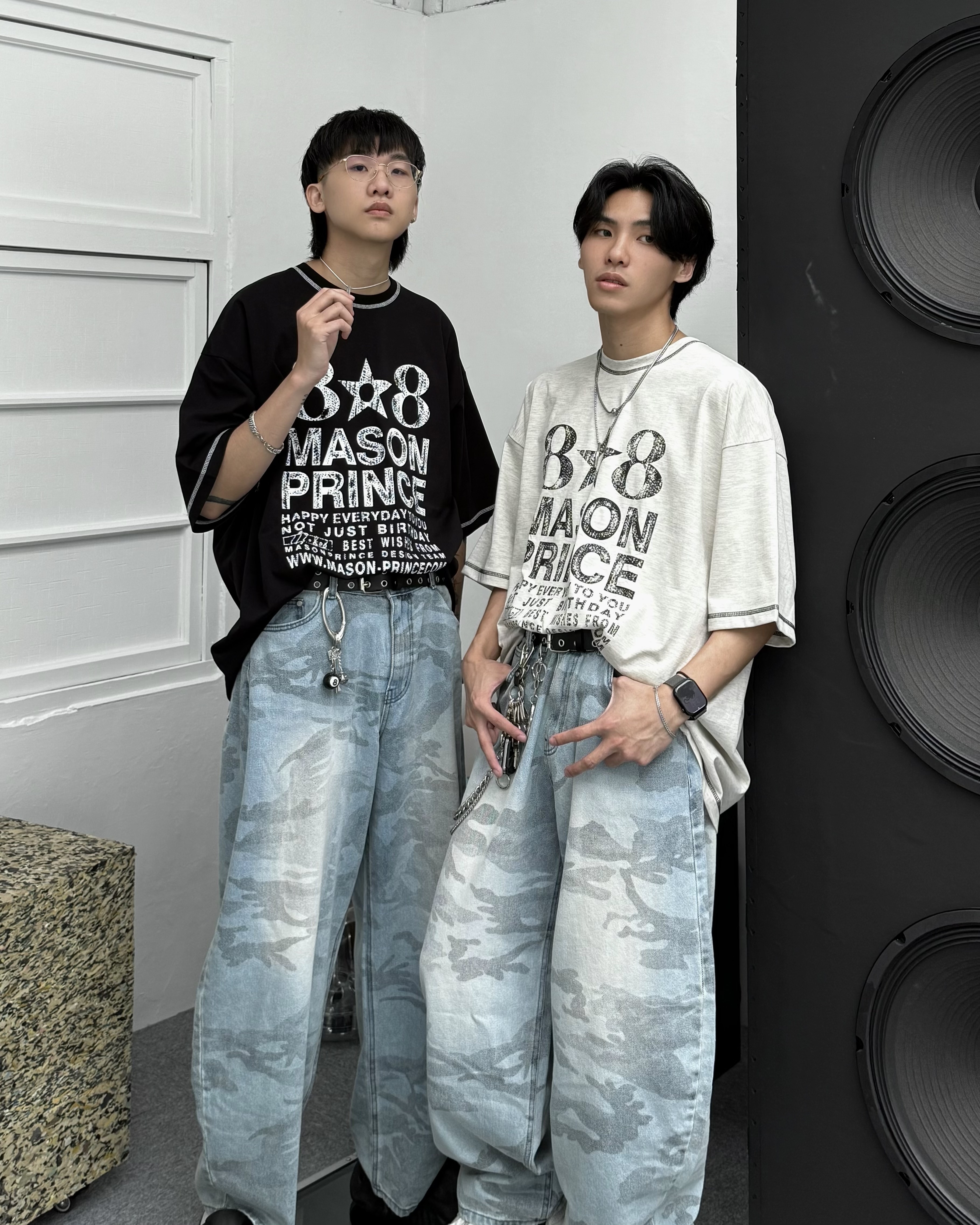 𝐇·𝐓·𝐒 韓國 8✫8 字母做舊 復古 水洗 反車線 寬大版型 短袖 上衣