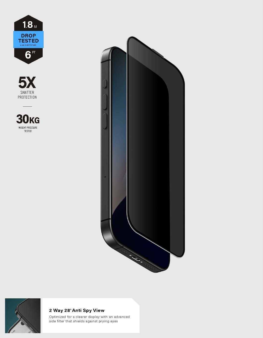 UNIQ-OPTIX Privacy iPhone 16 防窺 9H 抗破碎耐防刮防指紋玻璃螢幕保護貼