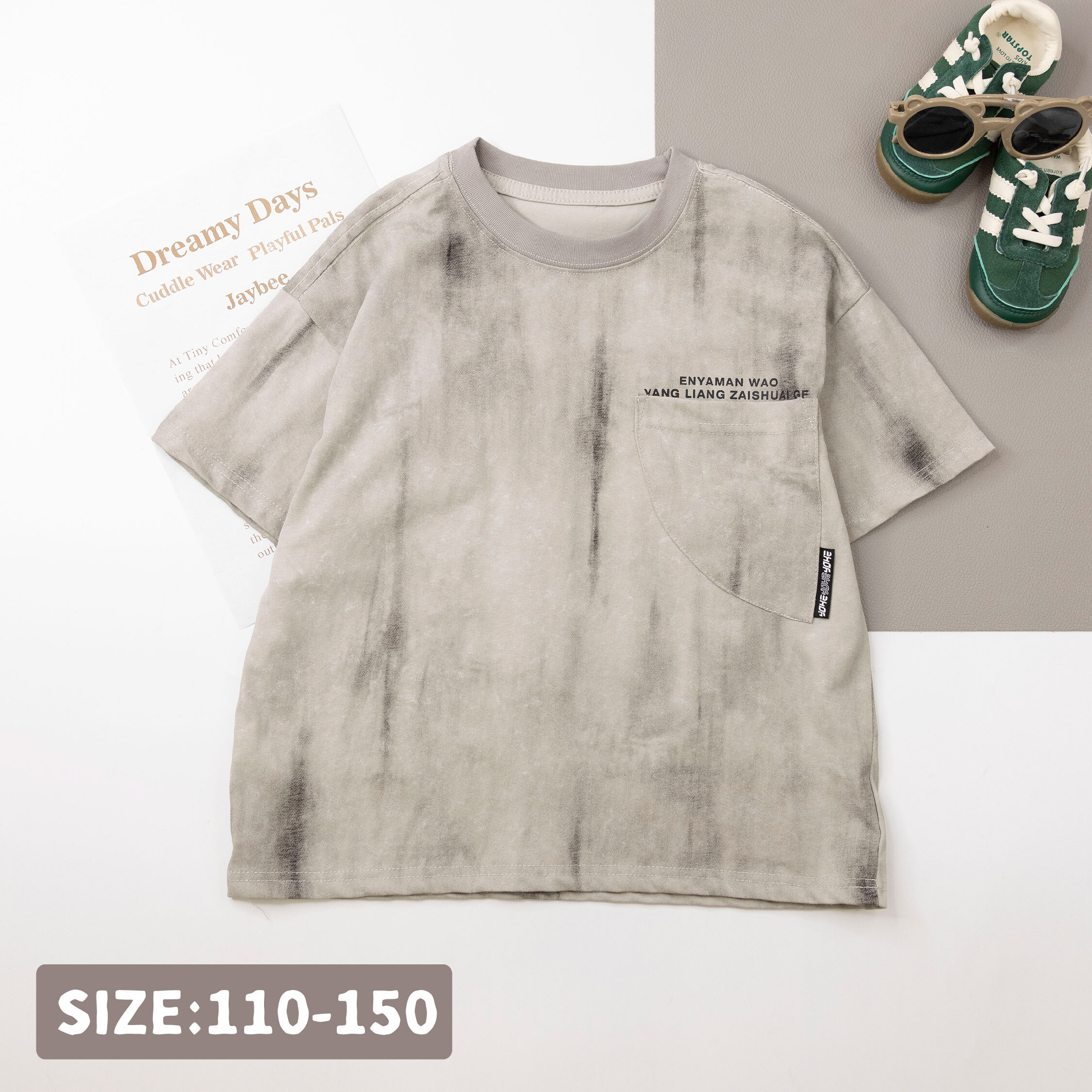 【H50143】藝術字母斜角口袋設計上衣