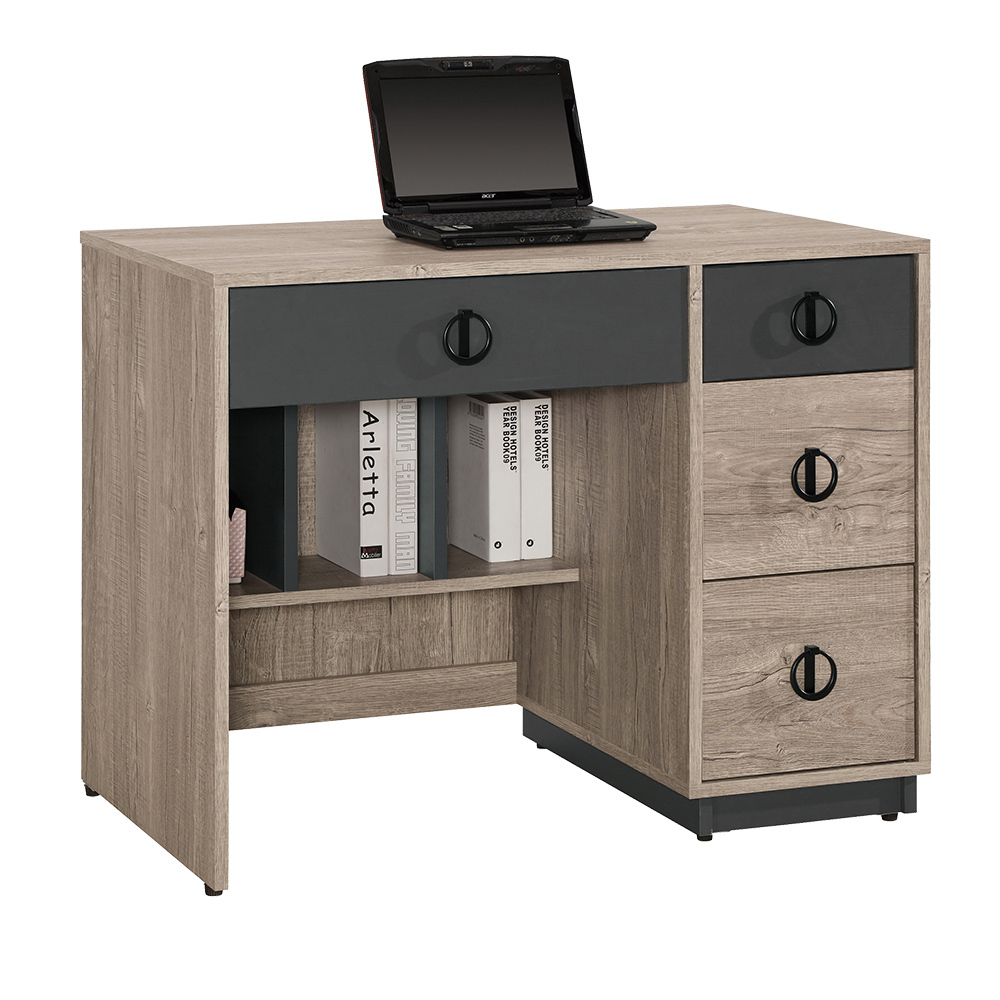 休斯3.2尺工業風四抽書桌/工作桌