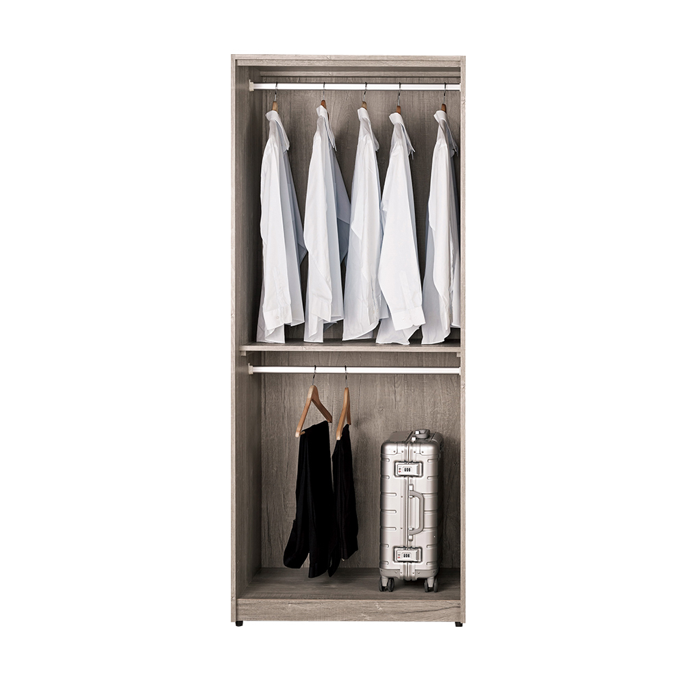 休斯2.7尺工業風二門衣櫃(雙吊桿)