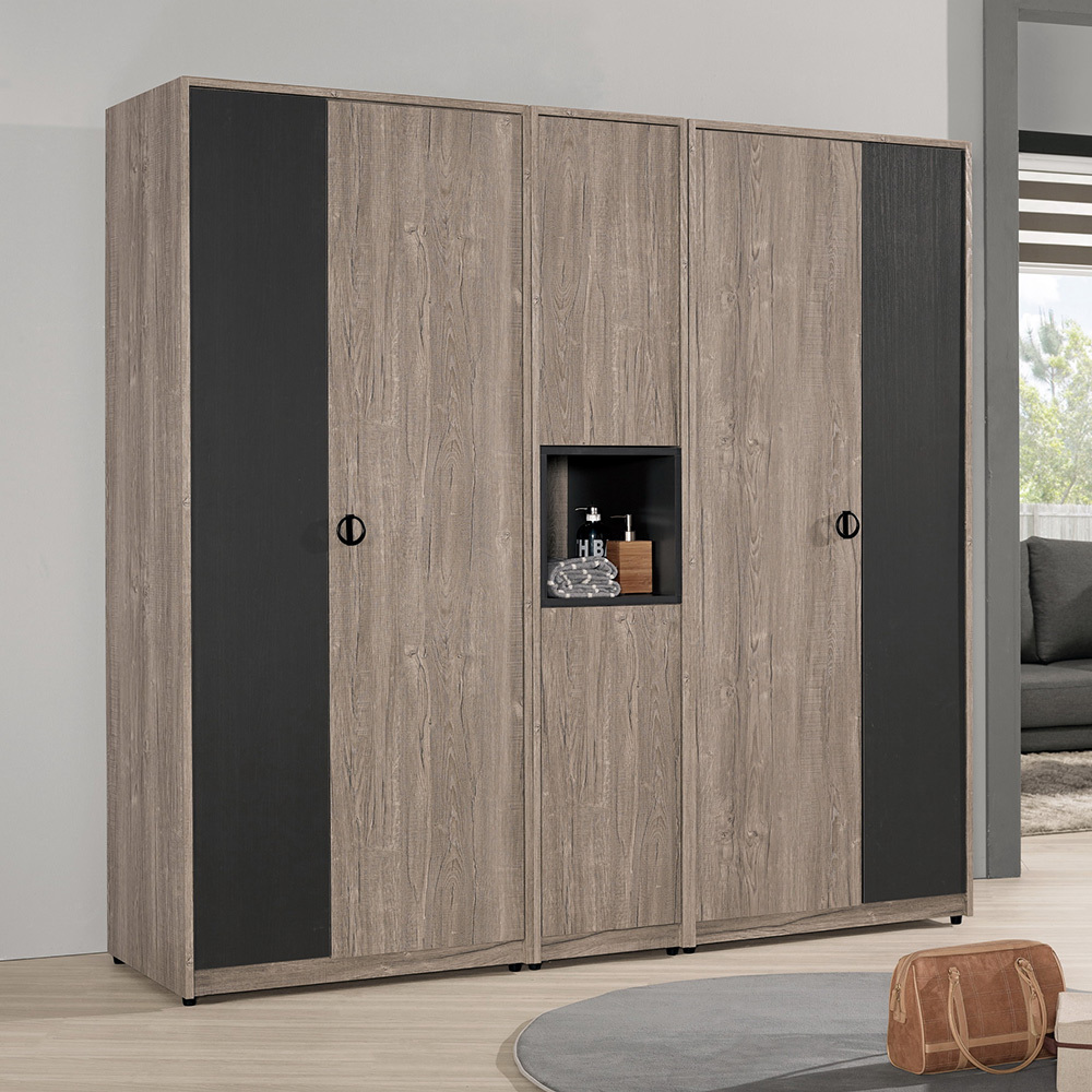 休斯6.7尺工業風多功能收納衣櫃組合