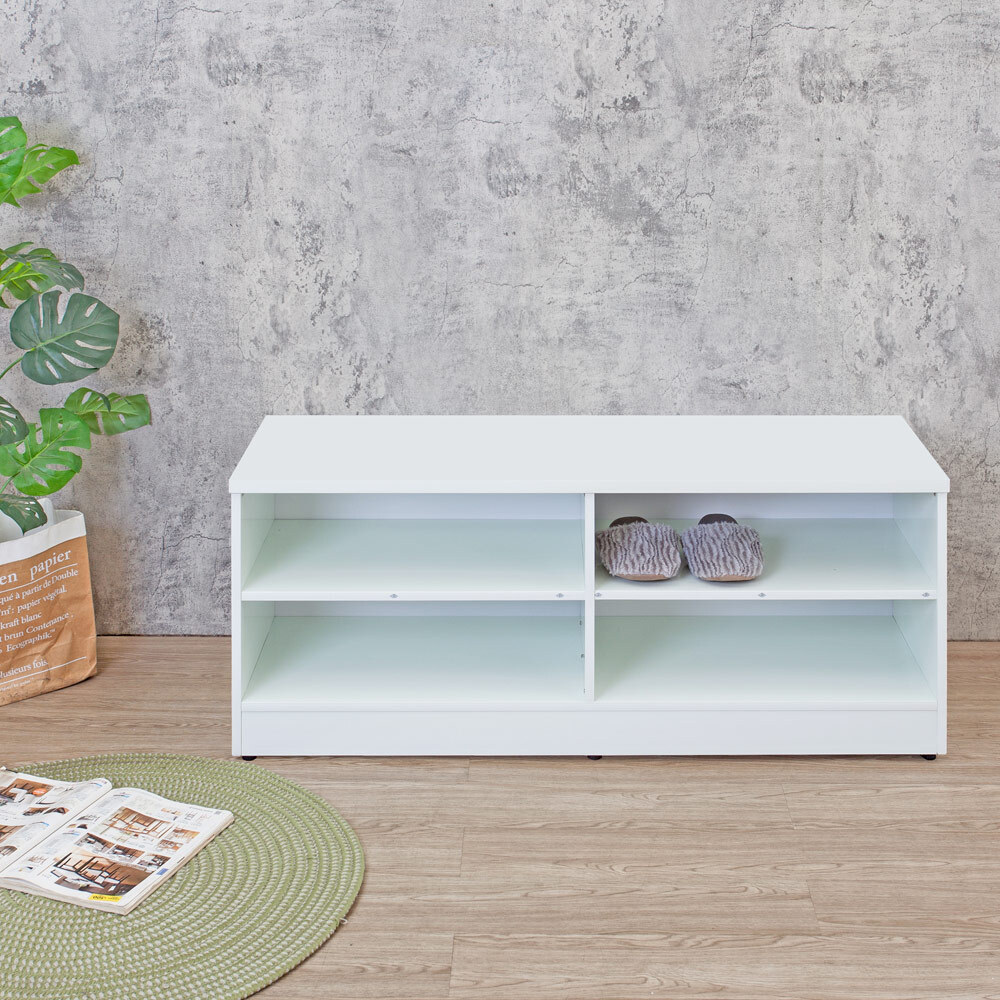 南亞塑鋼-4尺四格開放式防水塑鋼坐式鞋櫃/座鞋櫃/置物收納穿鞋椅