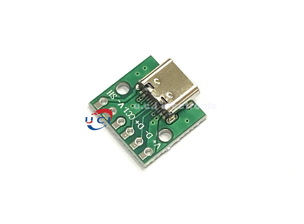 【UCI電子】(5-9) TYPE-C母座測試板 6PDIP 2.54間距資料線轉接板 大電流轉接板 5P