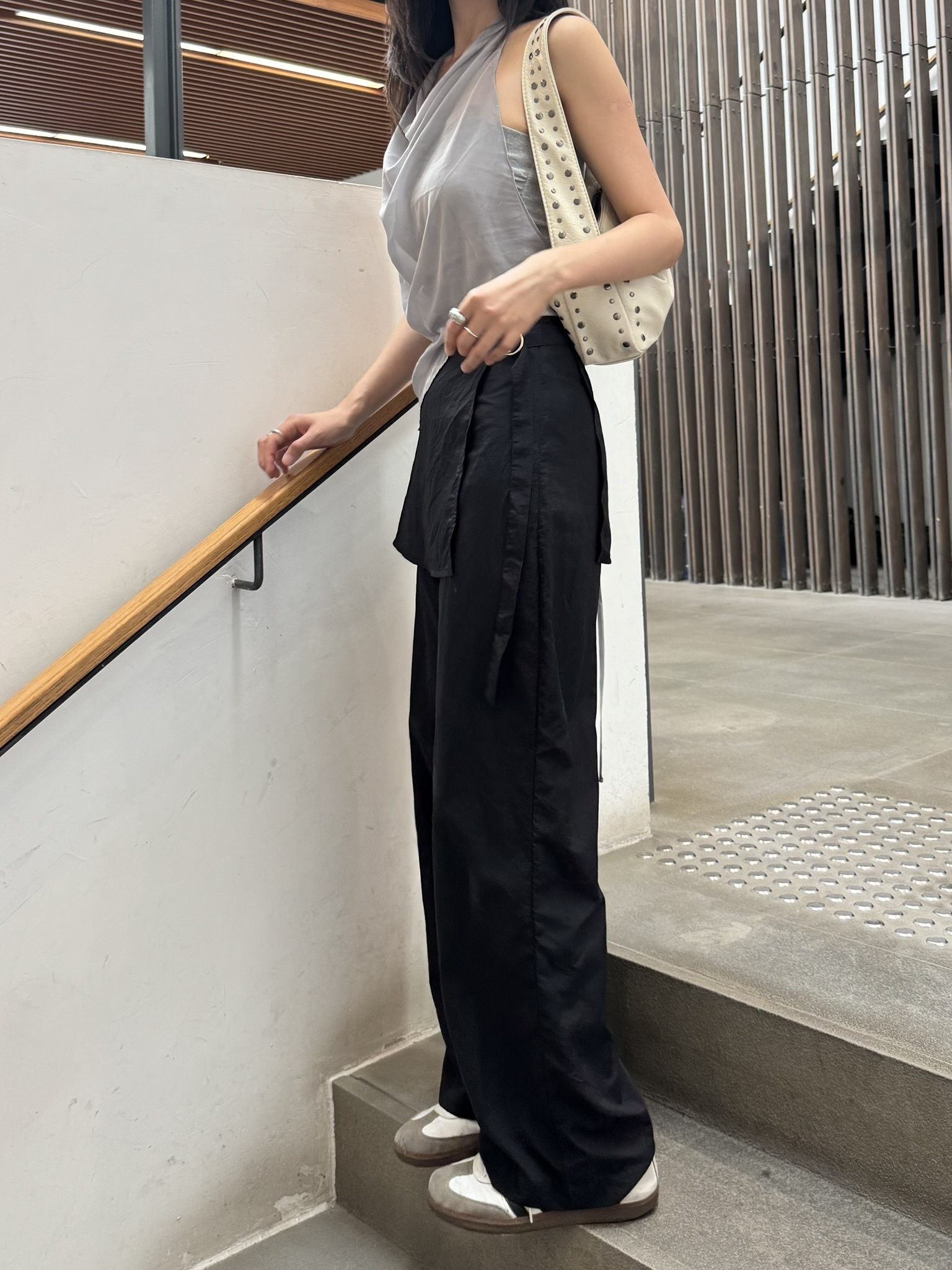 (現貨) 夏日薄風褸料裙褲 P0603 (黑SIZE S)