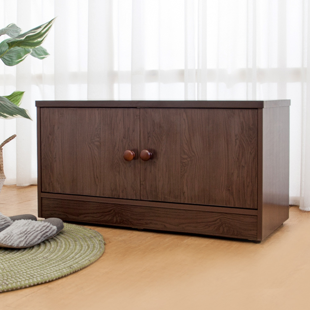 南亞塑鋼-2.8尺二門防水塑鋼坐式鞋櫃/座鞋櫃/收納穿鞋椅