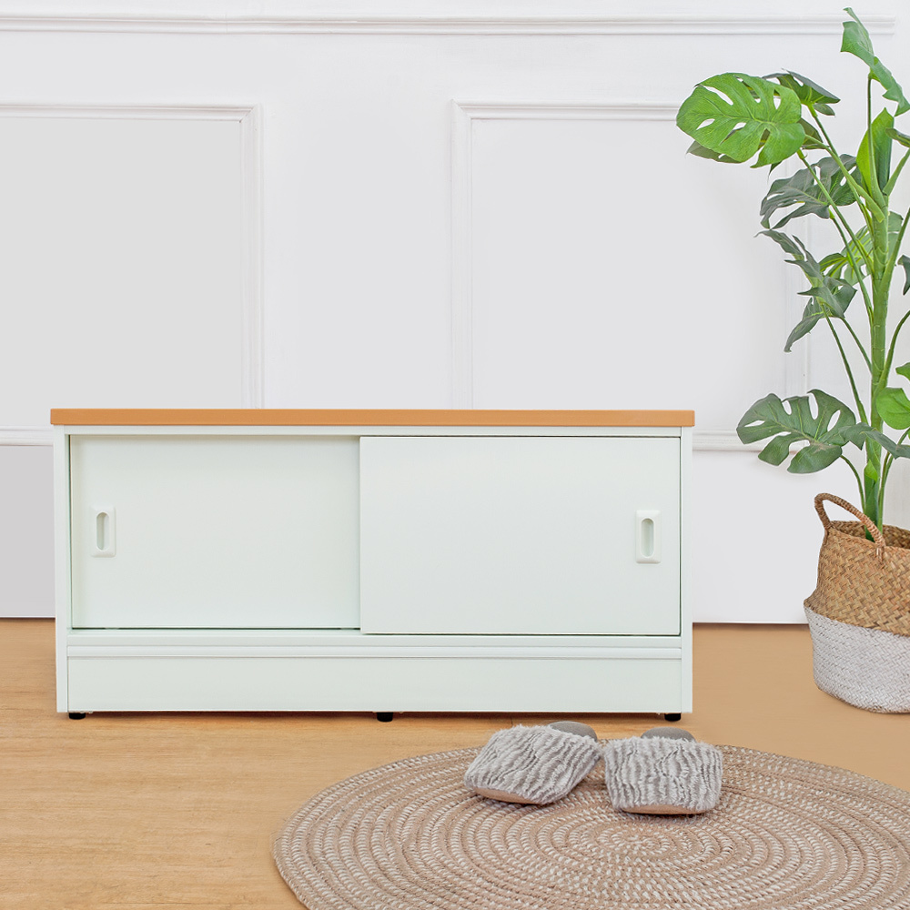 南亞塑鋼-3尺二推/拉門防水塑鋼坐式鞋櫃/座鞋櫃/收納穿鞋椅