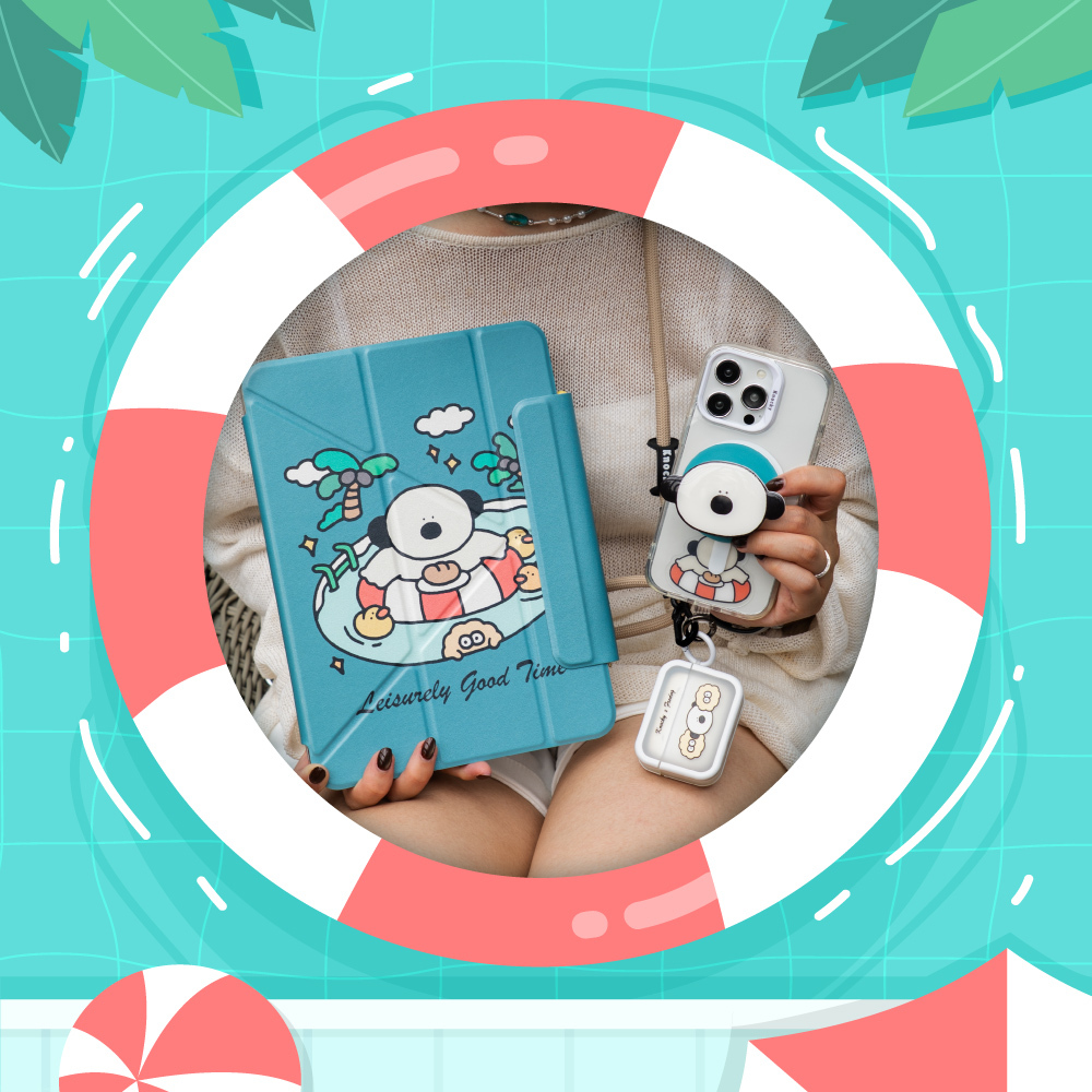 【Knocky x 小圓麵包】『超值4入組合』iPad保護殼＋AirPods保護殼＋手機支架＋手機夾片