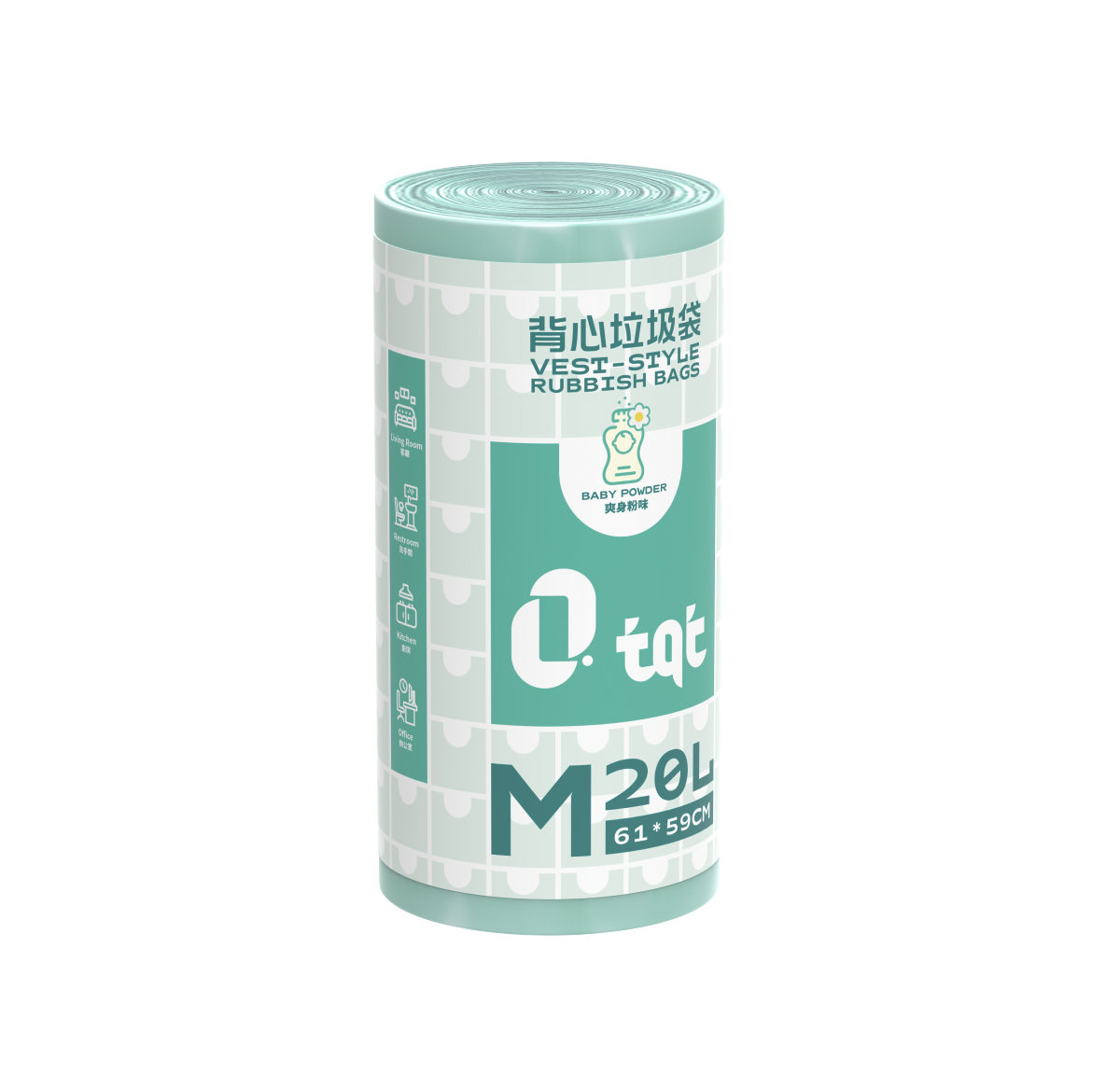 TQT背心垃圾袋-爽身粉味(50只裝)M碼20L