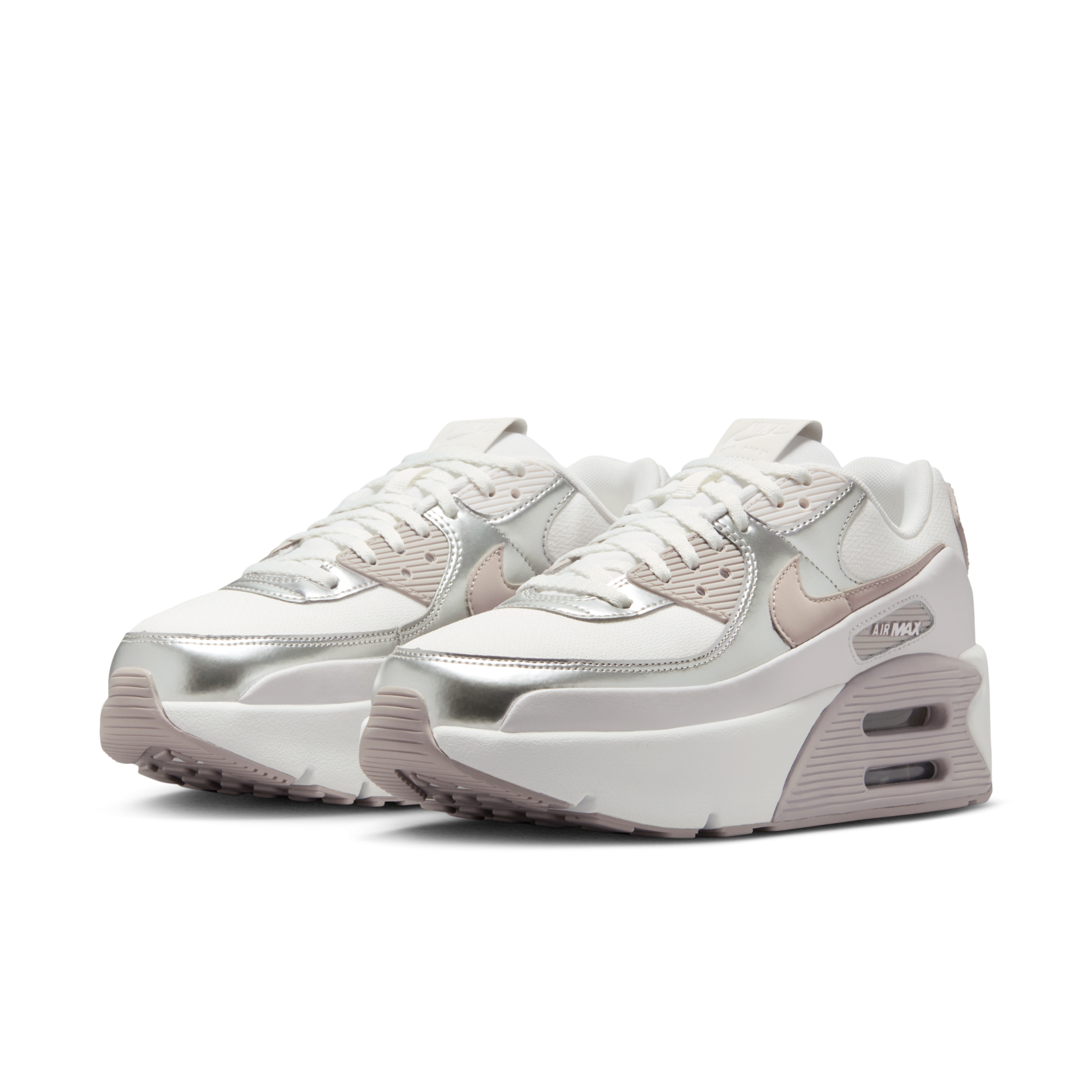 女鞋 NIKE W AIR MAX 90 LV8 白銀粉 雙層氣墊 緩震 厚底 氣墊 運動 休閒鞋【IB0170-101】