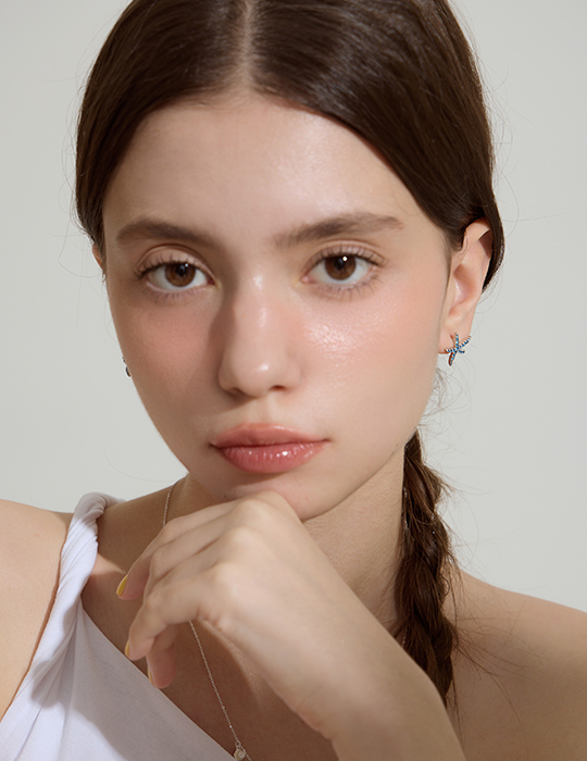 海星藍調。銀針耳環