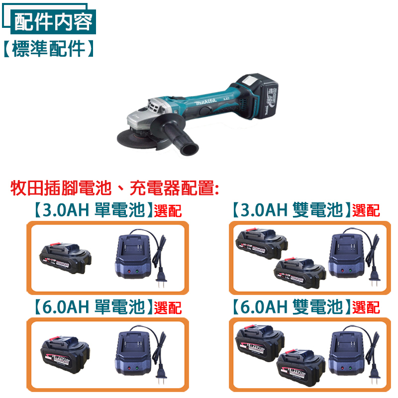 附發票｜DGA402Z 充電式砂輪機｜牧田Makita 4吋100mm 18V 通牧田電池