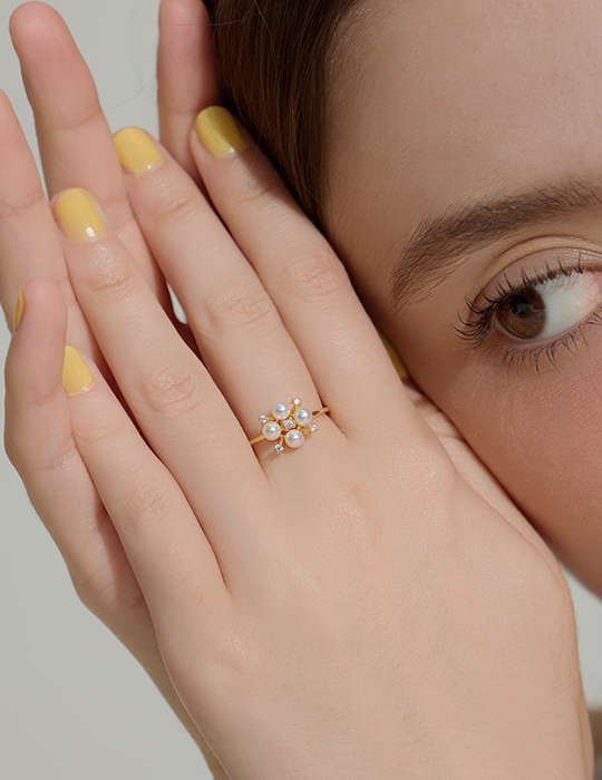 【925純銀】星光珍珠泡泡戒指