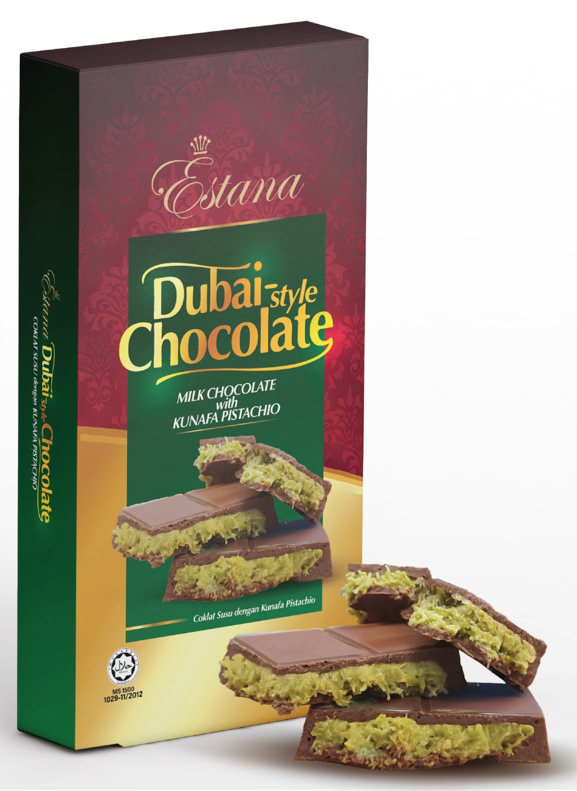 Estana Dubai-Style Chocolate, Milk Chocolate with Kunafa Pistachio