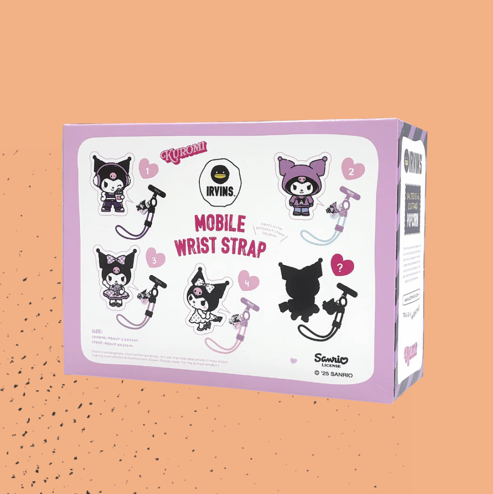 Irvins x Kuromi Salted Egg Custard Popcorn 80g + Mobile Wrist Strap