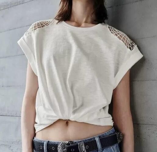 1104-SFS26-Summer Fashion Sale 純棉鏤空T-Shirt (S-M) (A26橙色S) (A27 橙色M) (A28 白色M) (A29 白色S)