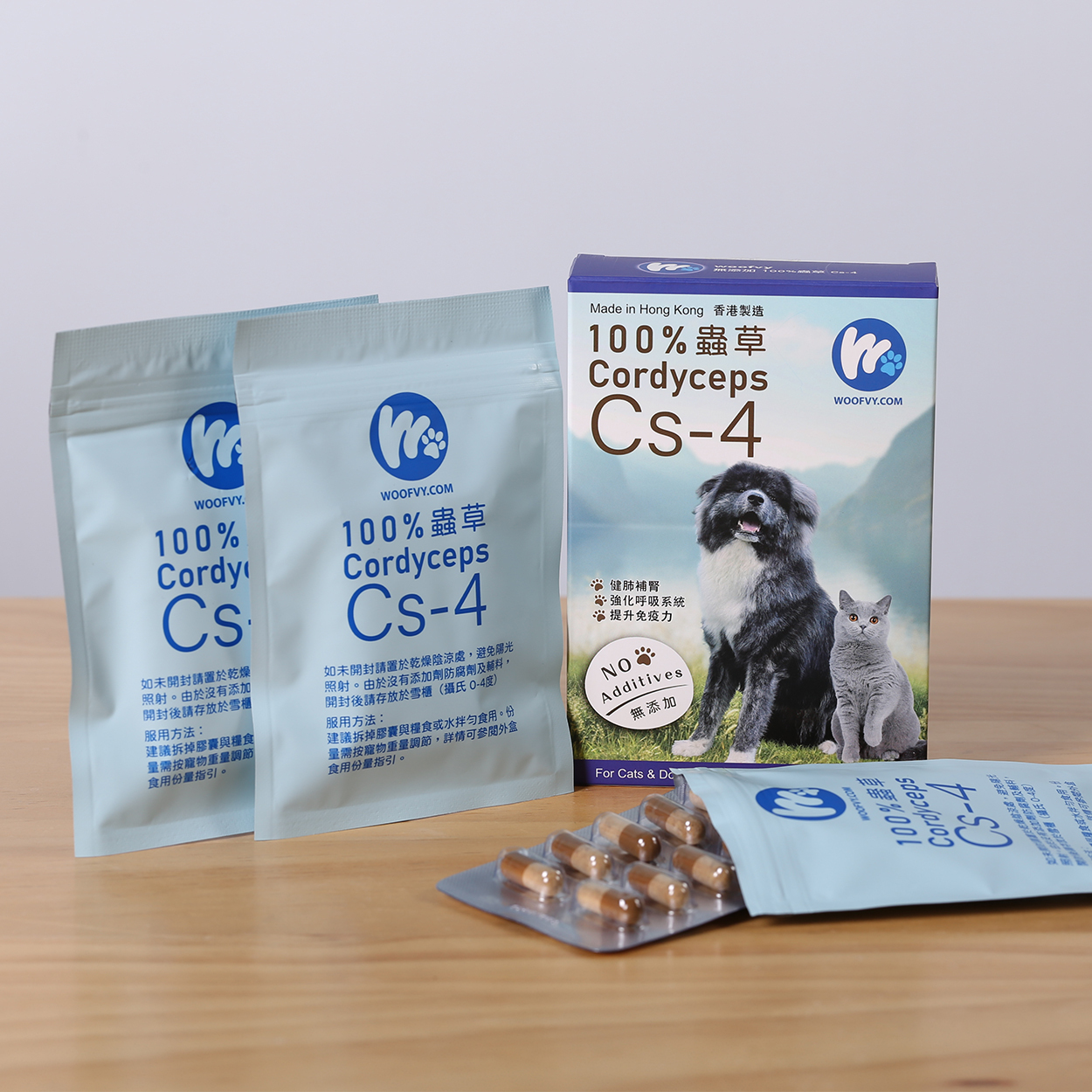 Woofvy 100%純正蟲草Cs-4 | 膠囊 | 貓狗全年齡 | 補肺益腎配方 | Cs4