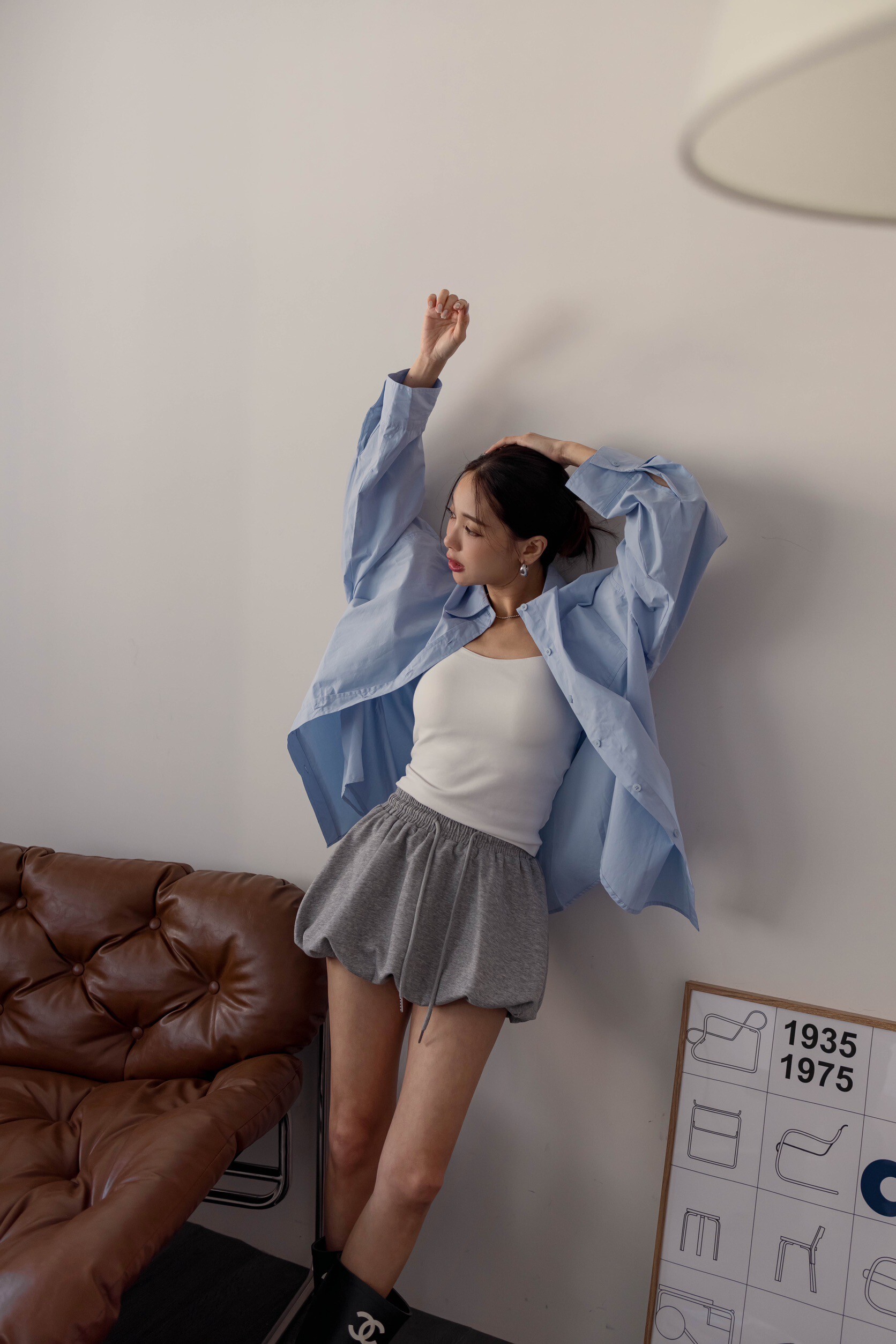 （現貨）#T17 鬆弛感大落肩挺版襯衫(白/深藍/淺藍)