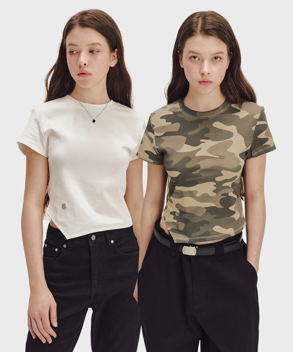 SECONDMONO W.Unbalanced Hem Slim Short Sleeved