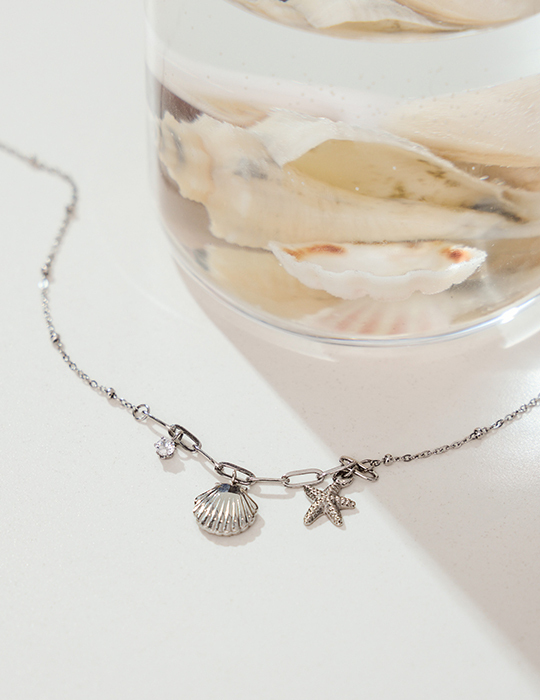 【鈦鋼】單鑽海星貝鍊條項鍊