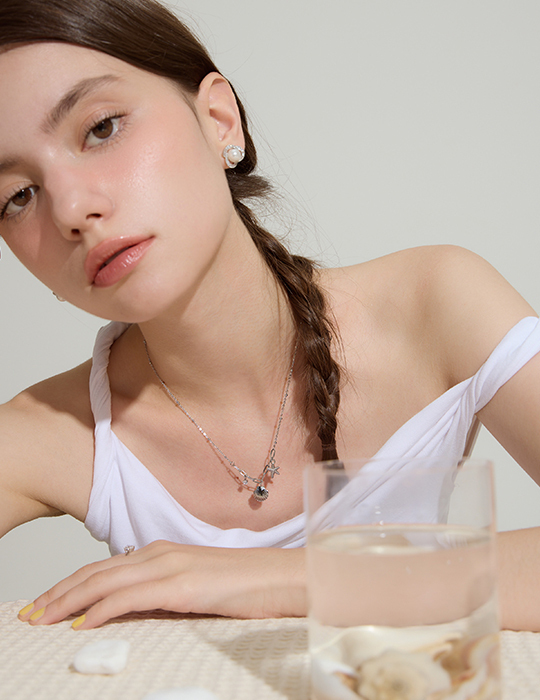 【鈦鋼】單鑽海星貝鍊條項鍊