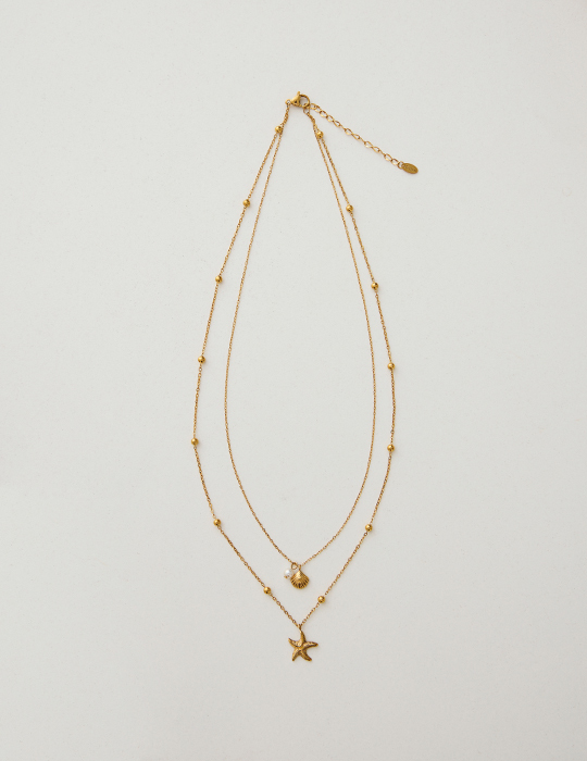 【鈦鋼】夏日海洋星光雙層項鍊