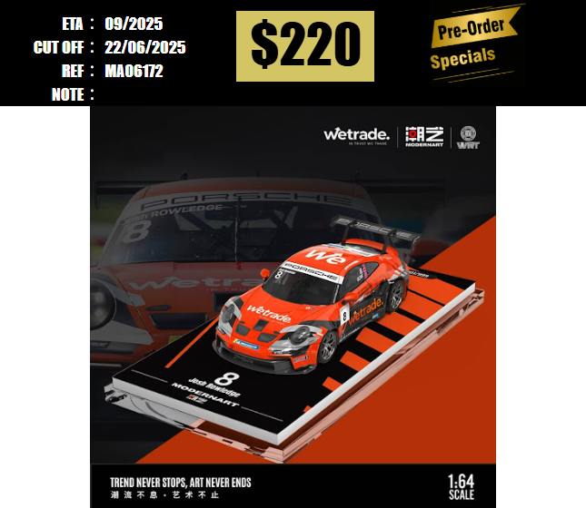 PO-$220 * MODERNART * 1:64 911 GT3 CUP (992) MASTERS #8 [OD17/06]