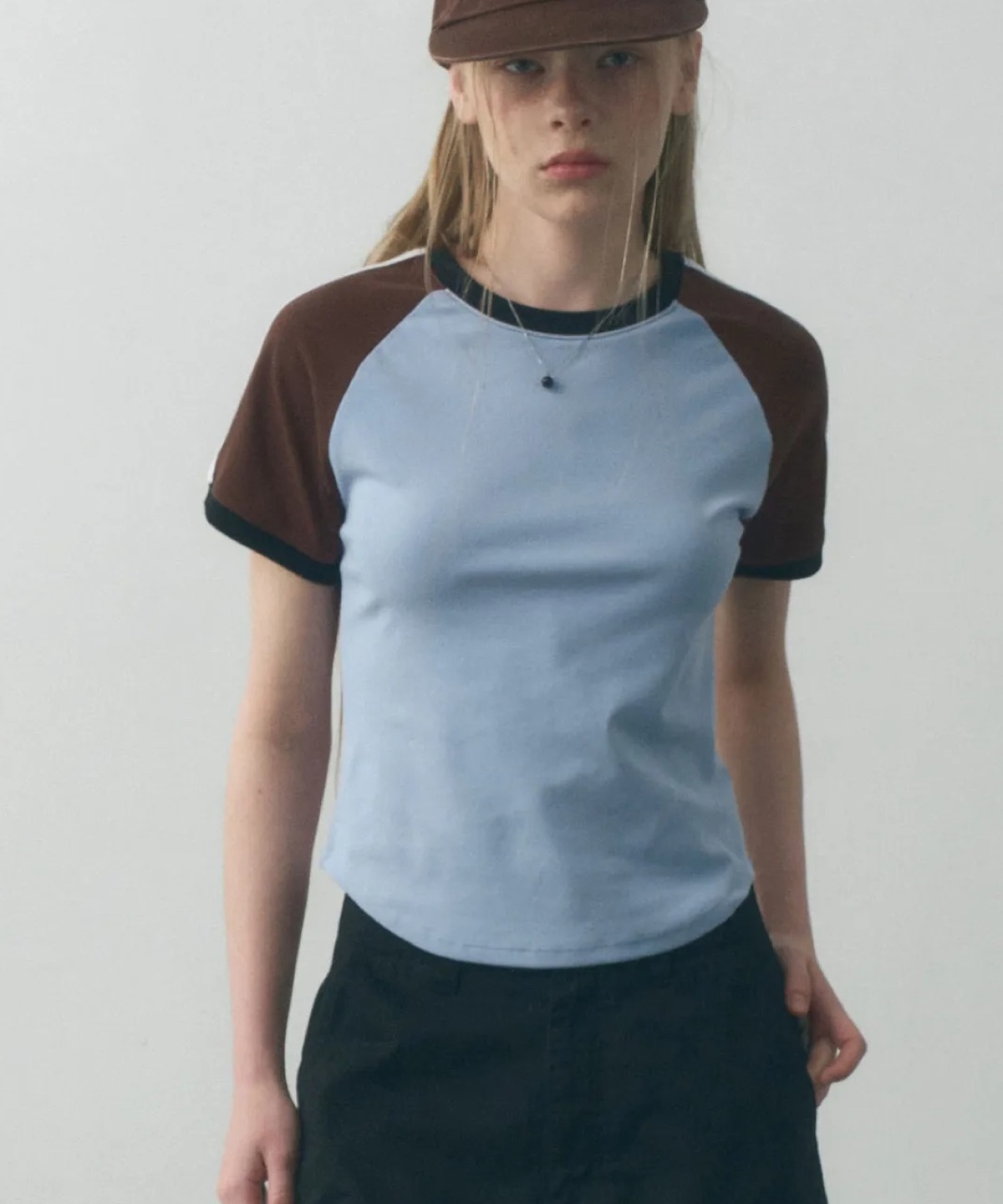 SECONDMONO W.Raglan Sleeve Contrast Ringer Tee