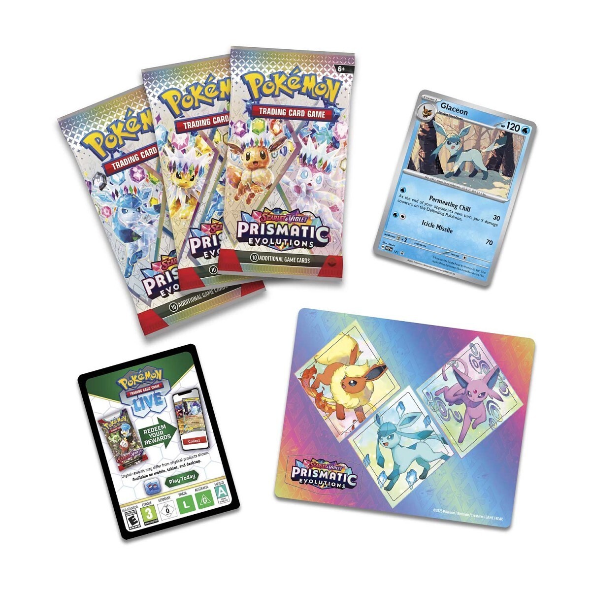 Pokemon Prismatic Evolutions Tech Sticker Collection (Glaceon)