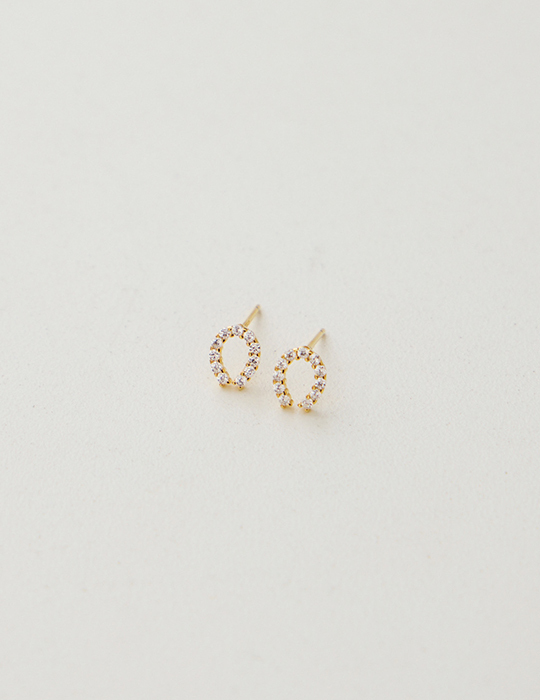 【925純銀】幸運馬蹄U。針式耳環(金)