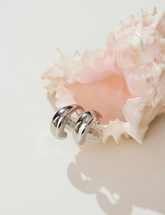 簡約歐美C式。夾式耳環(銀)