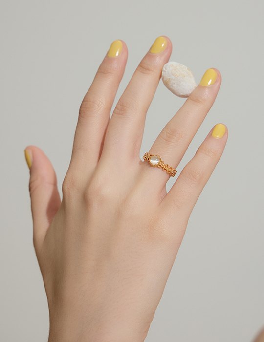 貓眼柔光蕾絲可調式戒指